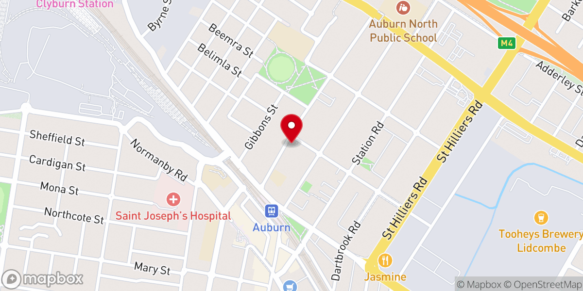 Map showing location of Auburn Anglican Church
