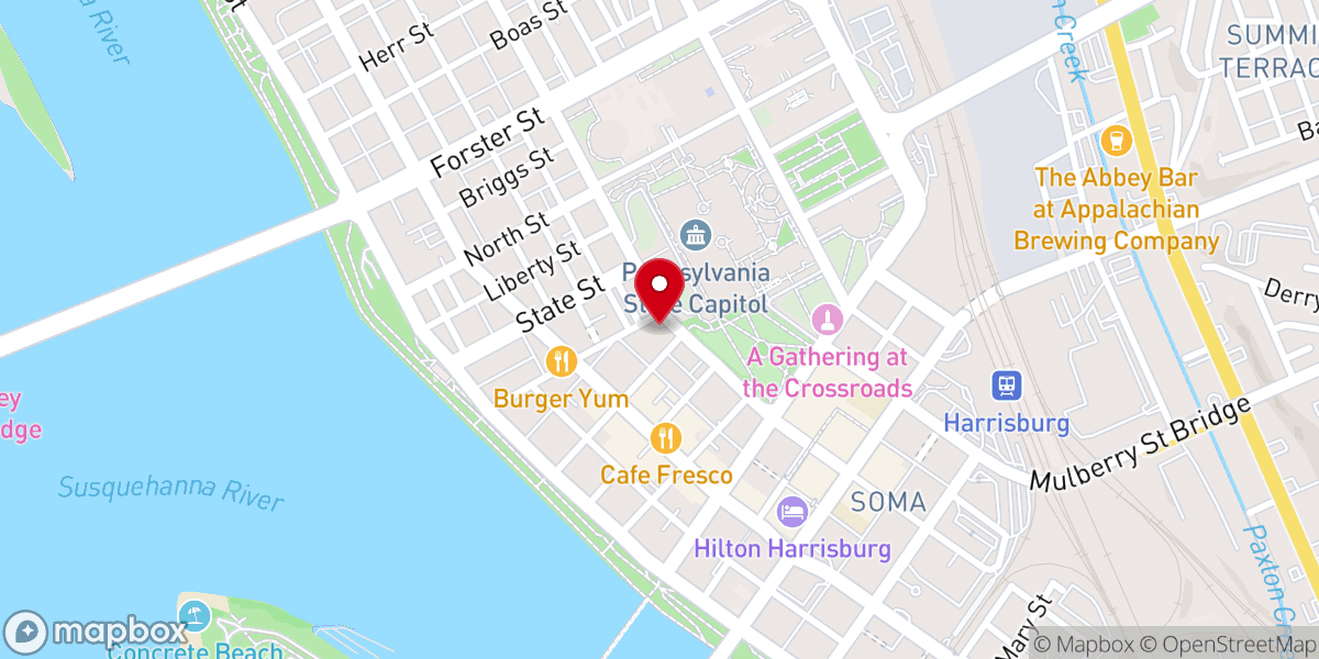Map showing location of Pine Street Presbyterian Church