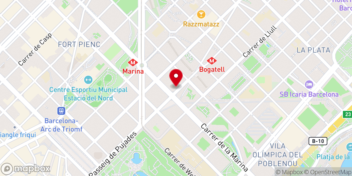 Map showing location of Iglesia Evangélica Pujades
