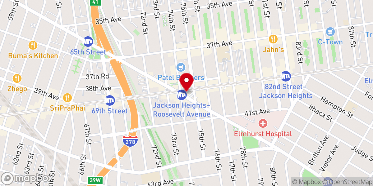 Map showing location of Jackson Hts-Roosevelt Av