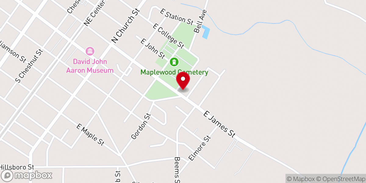 Map showing location of Northeast Chapel Original Free Will Baptist Church