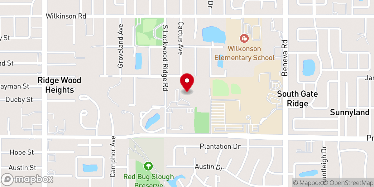 Map showing location of Temple Sinai Sarasota