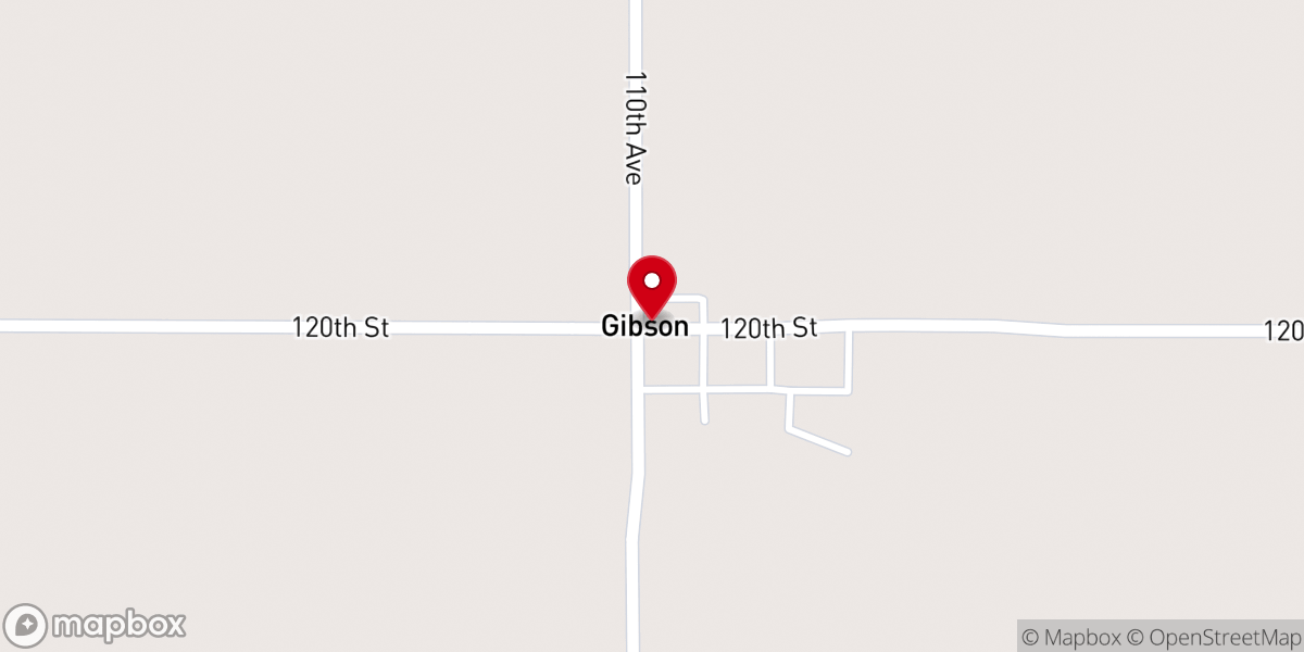 Map showing location of Gibson First Presbyterian Church