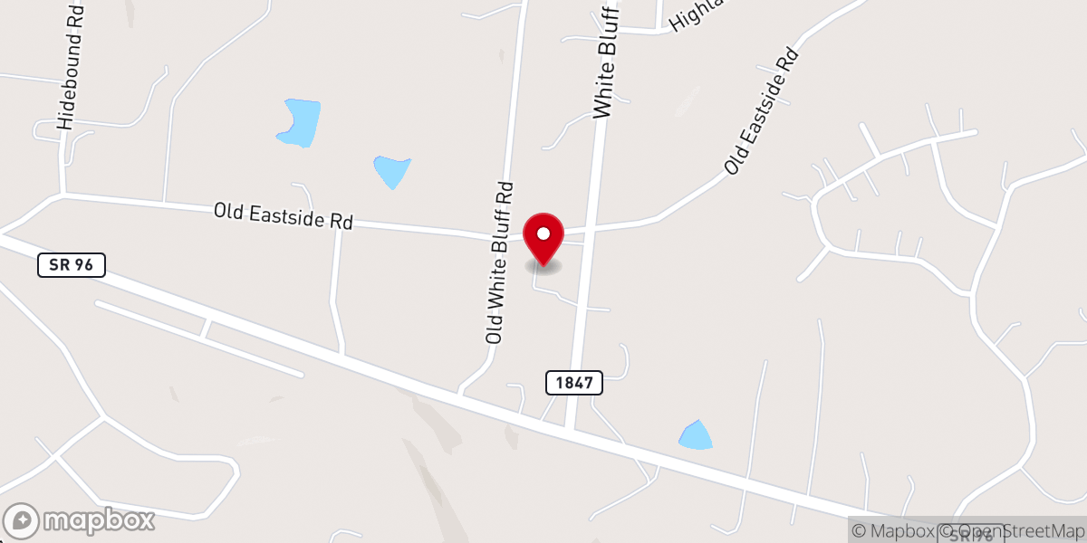 Map showing location of Greater Things Baptist Church