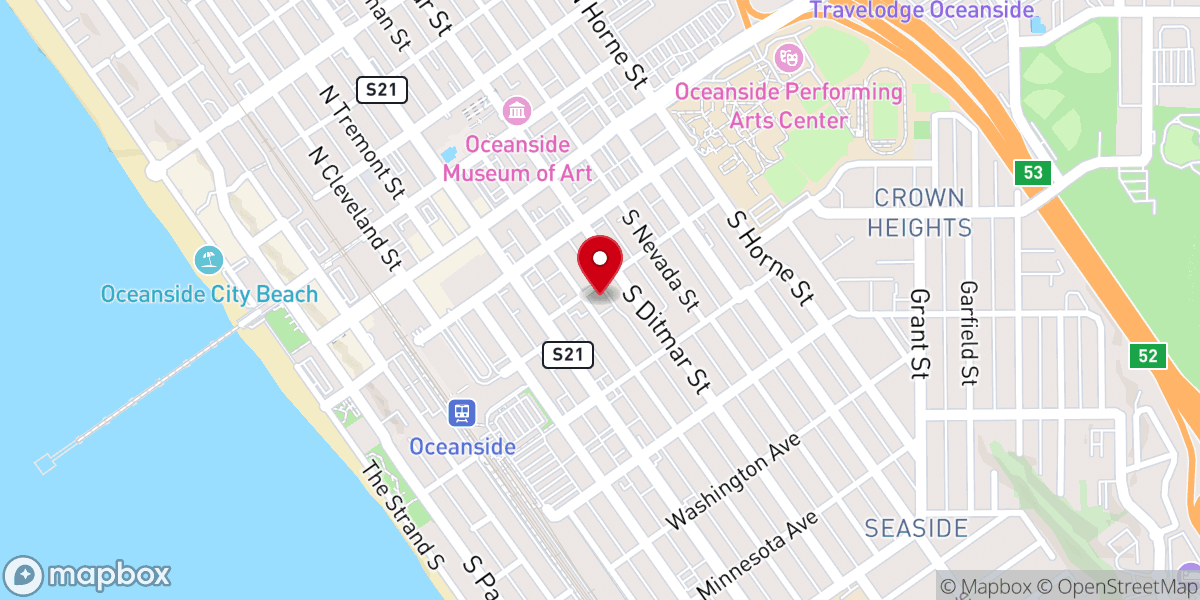 Map showing location of Oceanside Sanctuary