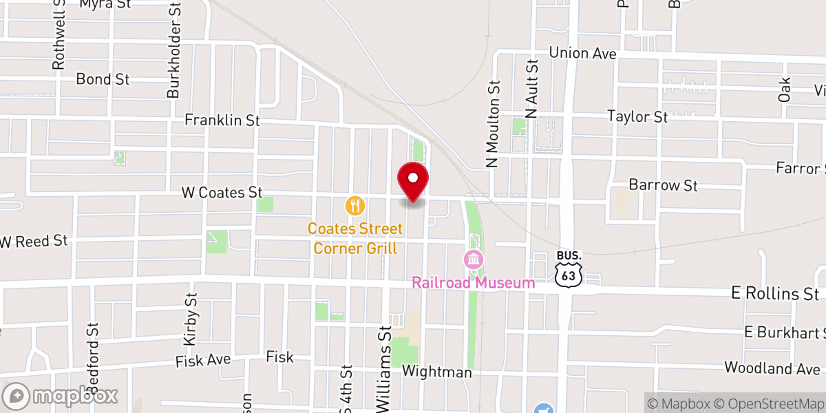 Map showing location of Randolph County Historical