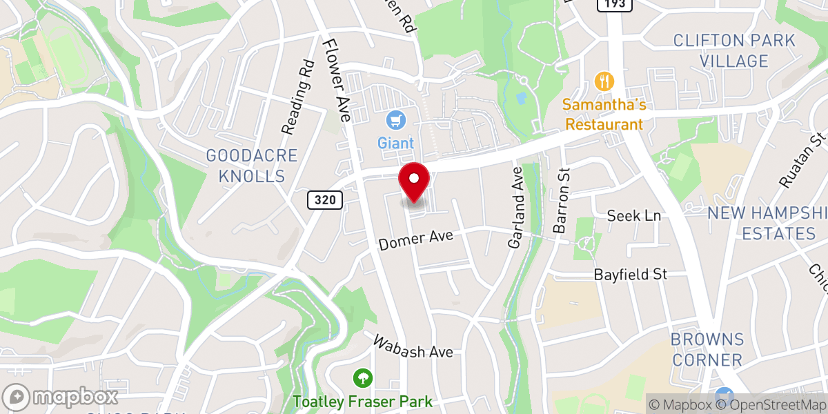 Map showing location of Iglesia Cristiana Canaan, Takoma Park MD 20912