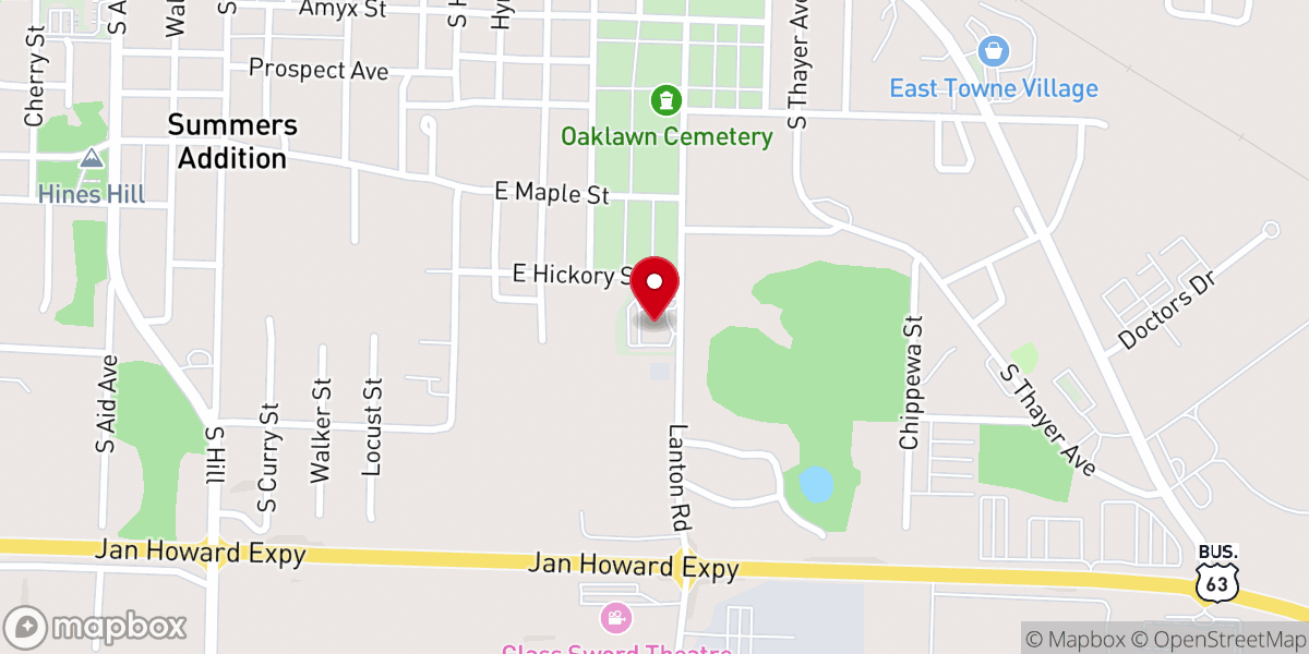 Map showing location of United Free Will Baptist Church