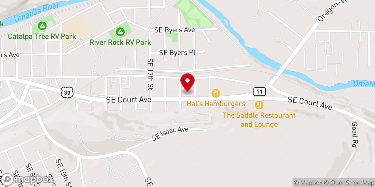 Map showing location of Pendleton First Assembly of God Church