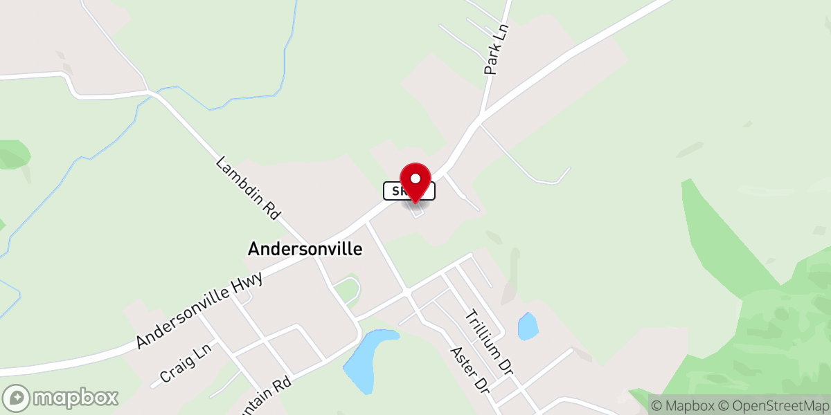 Map showing location of Andersonville United Methodist Church
