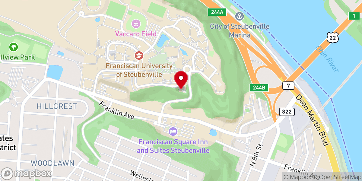 Map showing location of Marian Grotto
