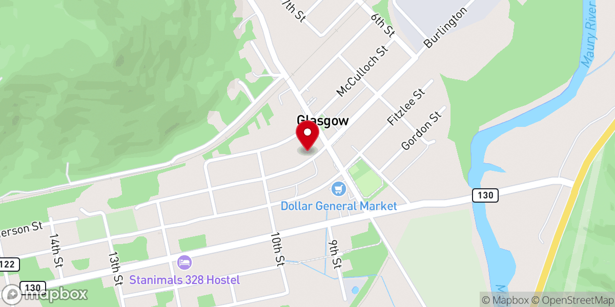Map showing location of Glasgow Presbyterian Church