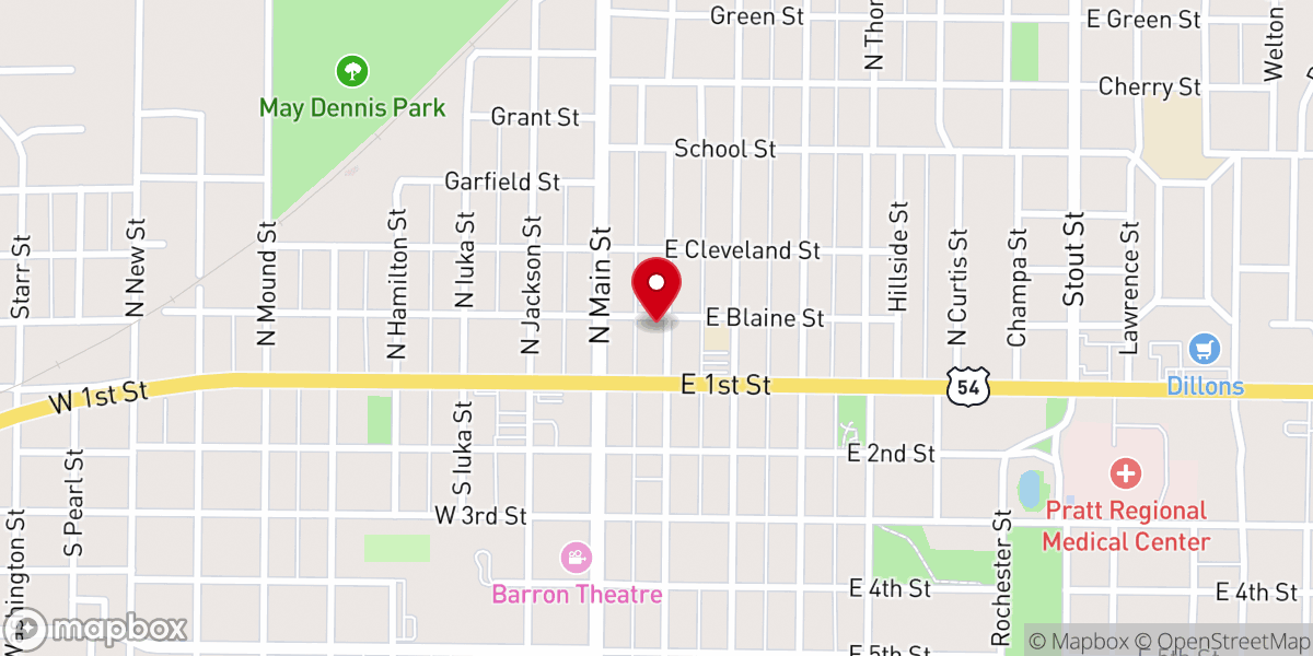 Map showing location of First Christian Church
