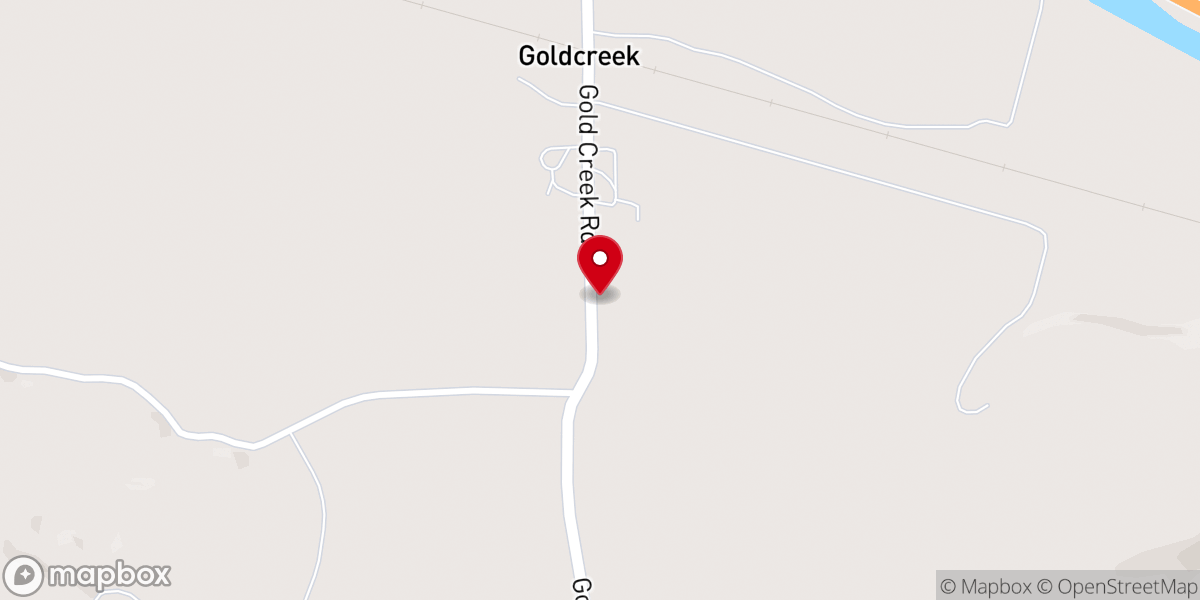 Map showing location of Gold Creek Community Hall