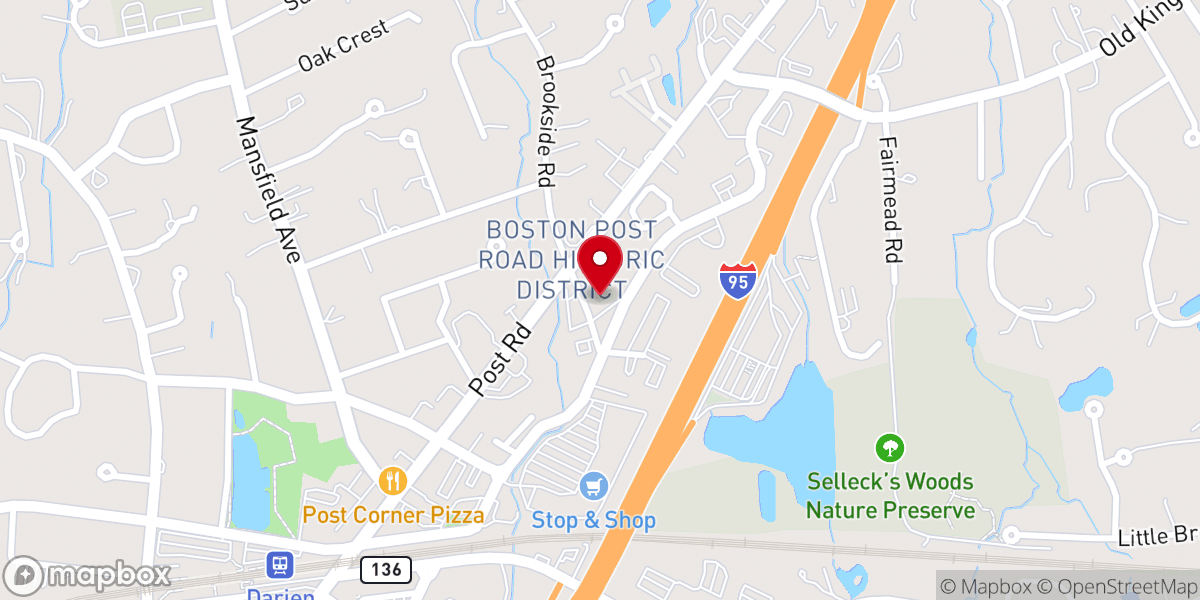 Map showing location of The First Congregational Church of Darien