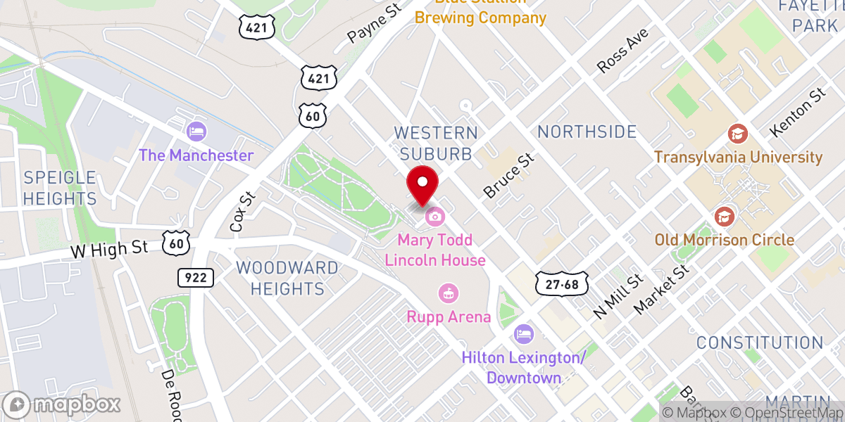 Map showing location of Main Street Baptist Church