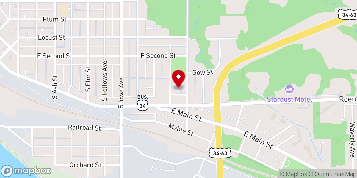 Map showing location of Ottumwa Community Church