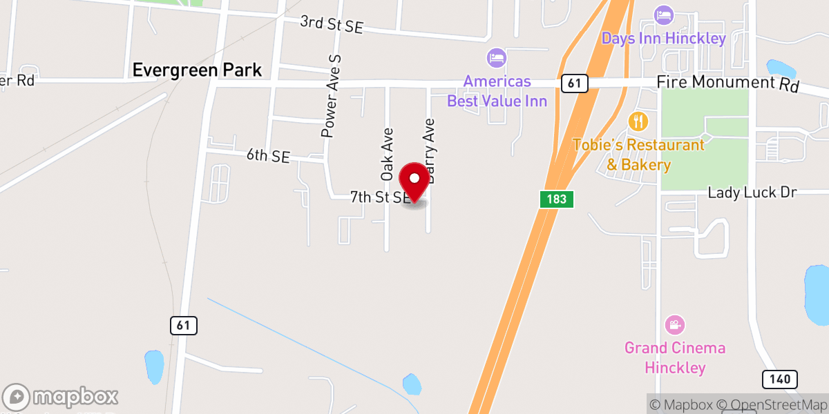Map showing location of Hinckley Evangelical Free Church
