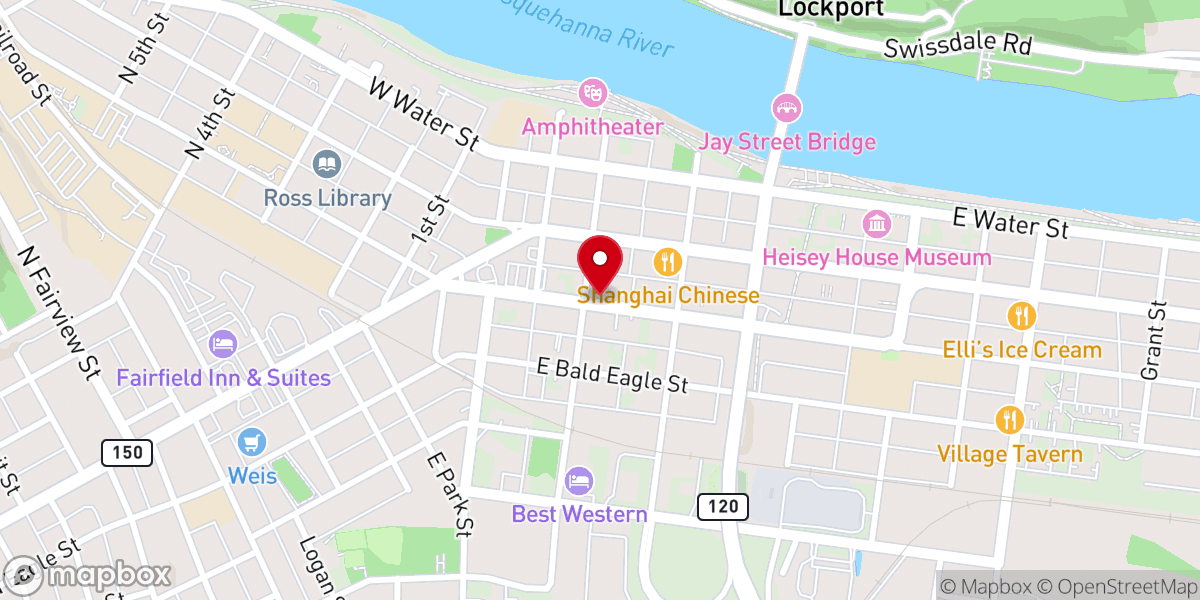 Map showing location of First Baptist Church