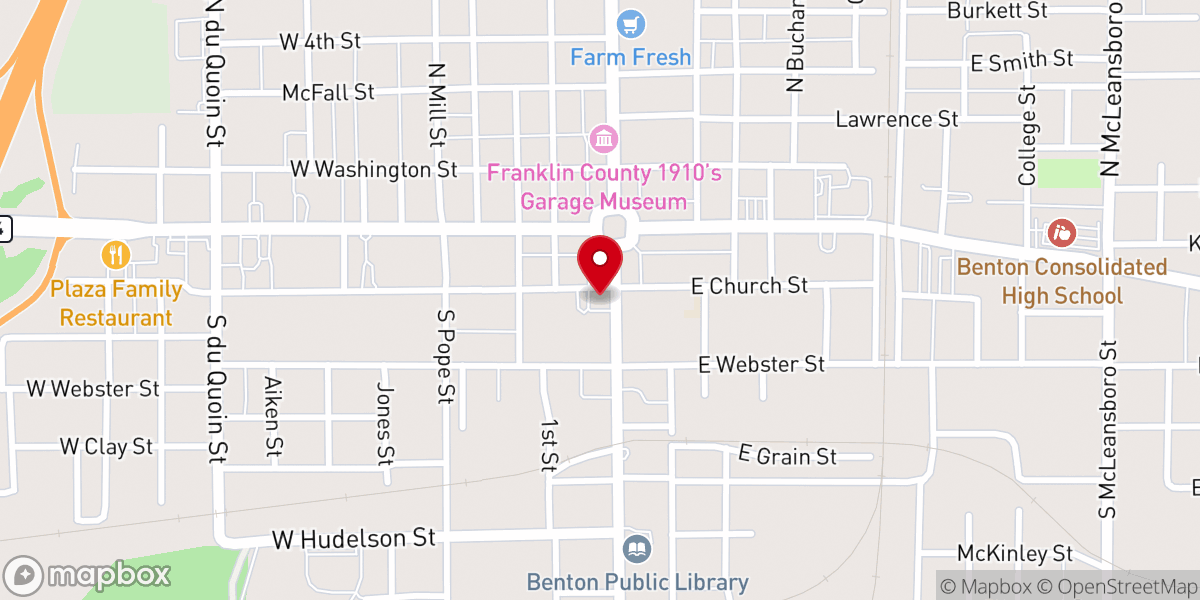 Map showing location of First Baptist Church