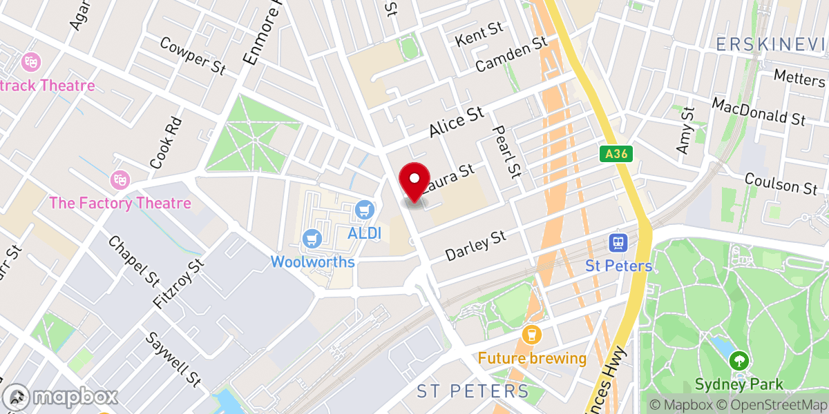 Map showing location of Saint Pius V Catholic Church, Enmore