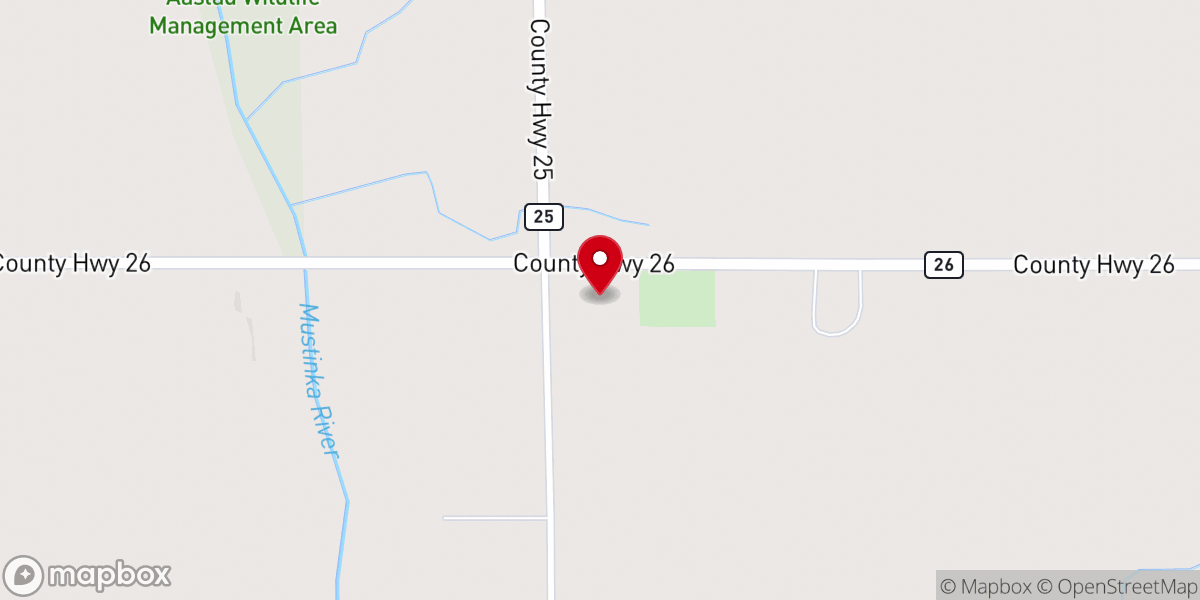 Map showing location of Rock Prairie Lutheran Church