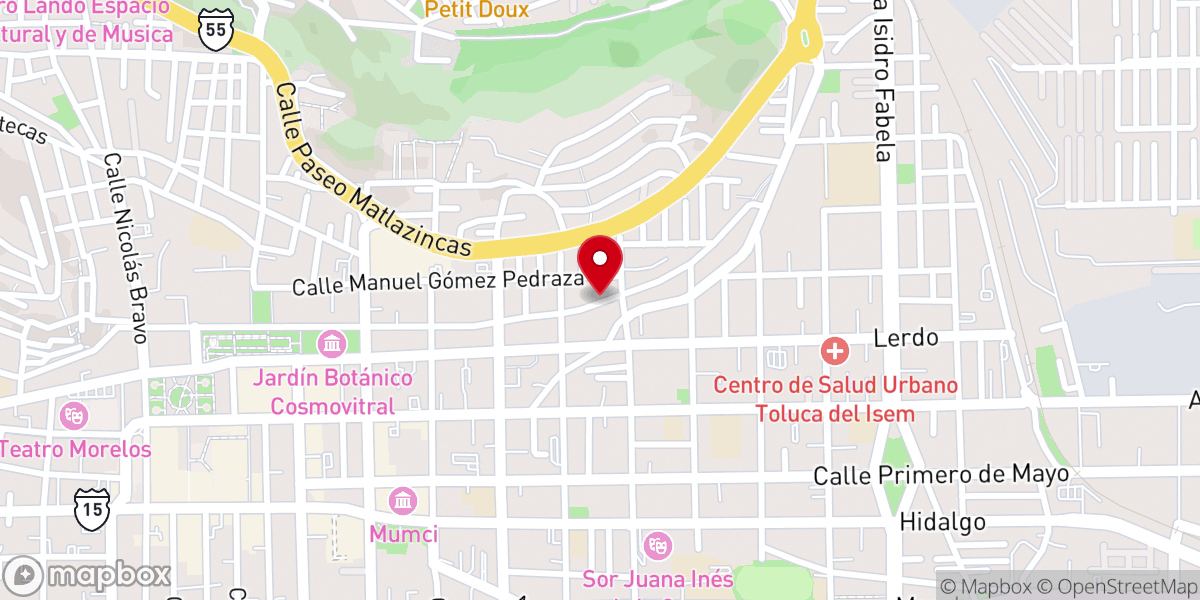 Map showing location of Centro Cristiano Pan de Vida Toluca