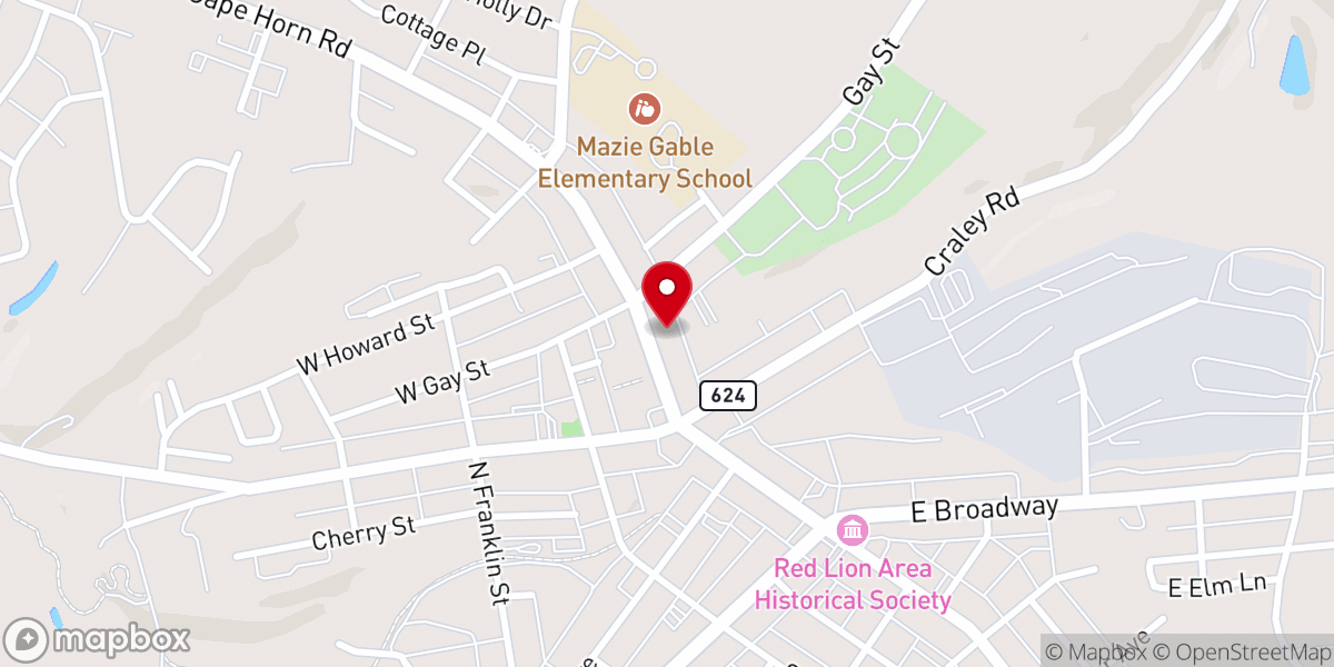 Map showing location of St Johns United Church of Christ