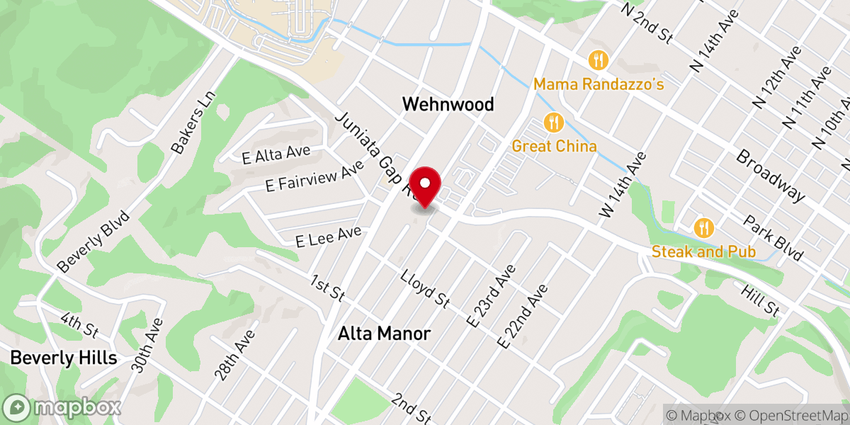 Map showing location of Wehnwood United Methodist Church