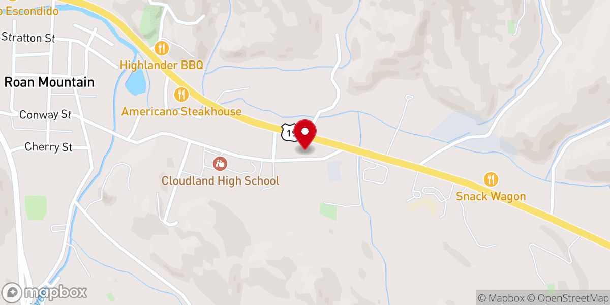 Map showing location of Roan Mountain Church of Christ