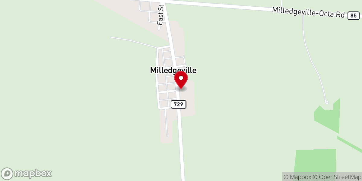 Map showing location of Milledgeville United Methodist Church