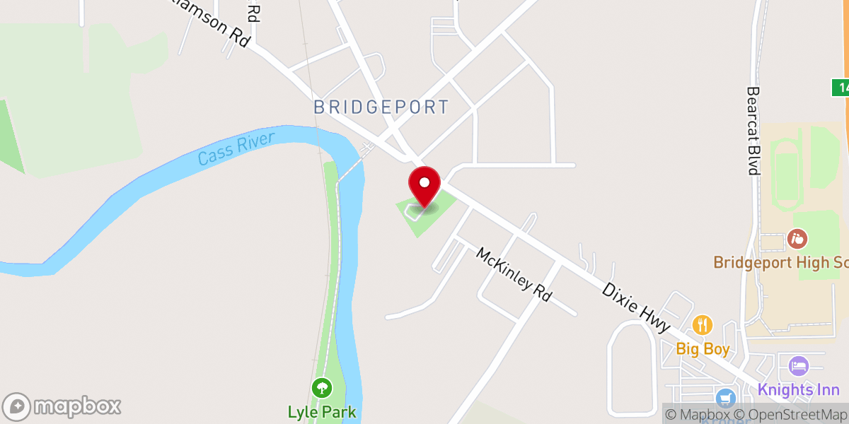 Map showing location of Bridgeport Historical Society