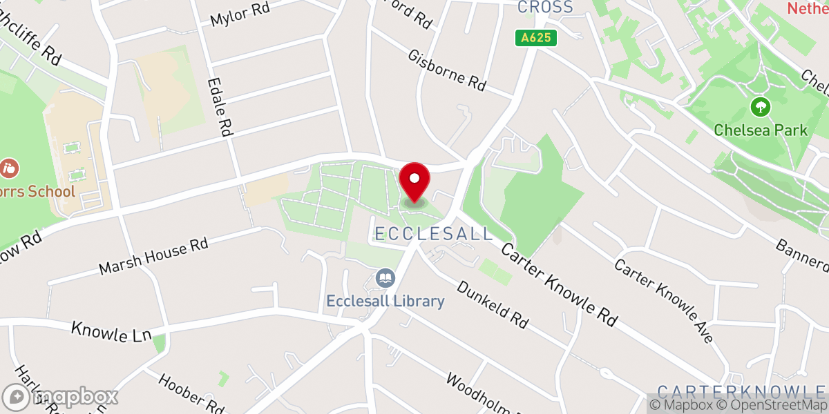 Map showing location of All Saints Church : Ecclesall