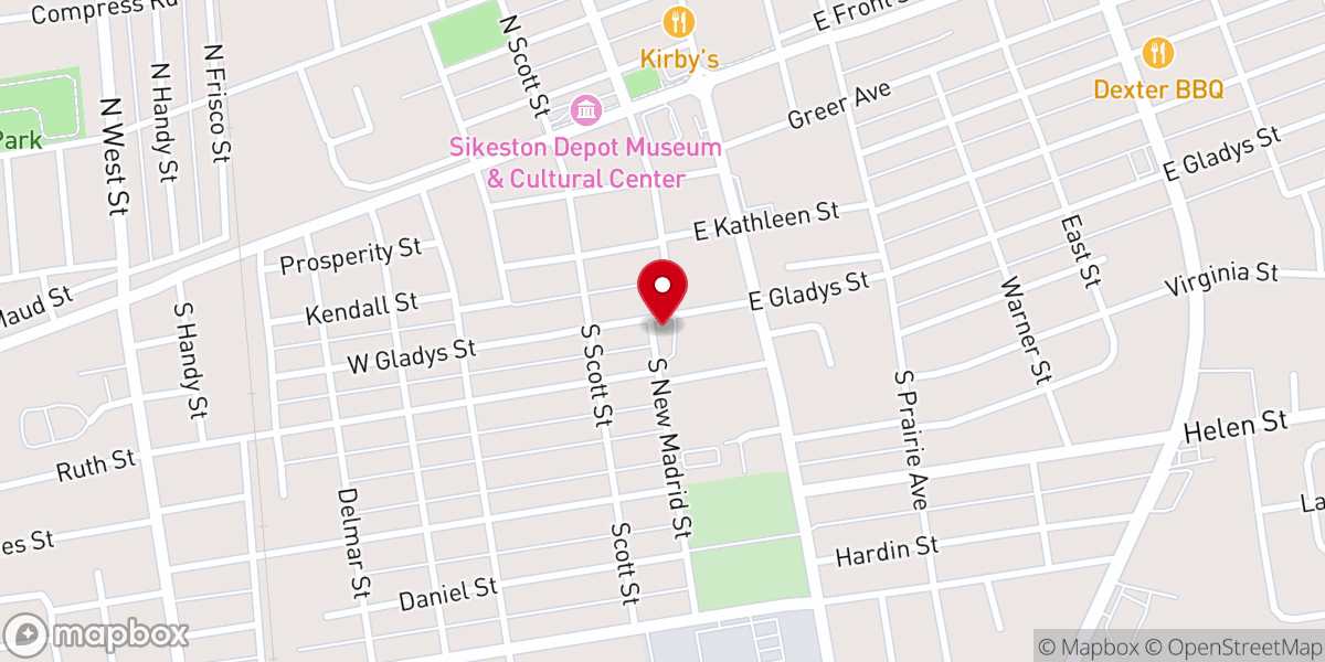 Map showing location of Sikeston Community Church