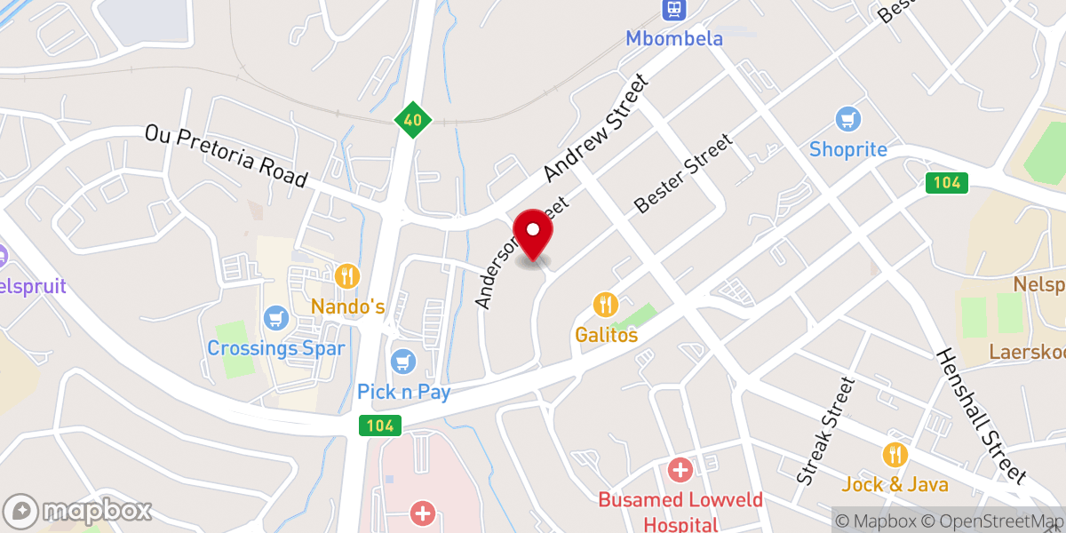 Map showing location of WINNERS CHAPEL INTERNATIONAL NELSPRUIT
