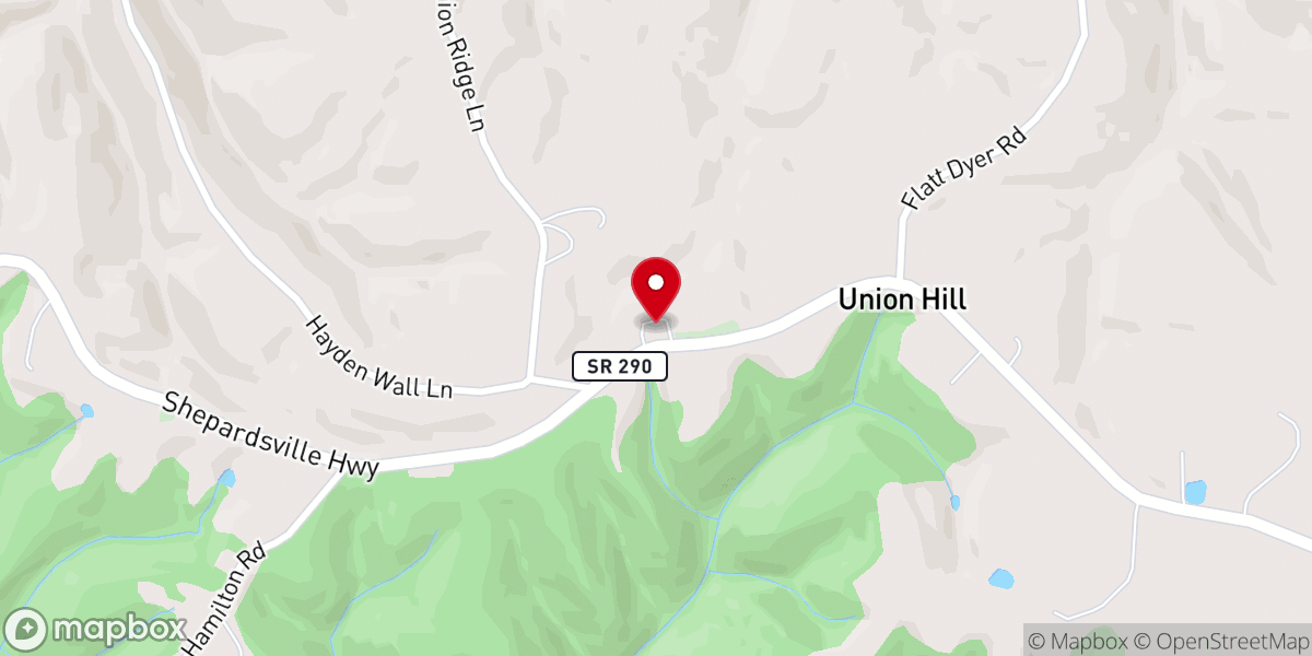 Map showing location of Union Hill Church of Christ