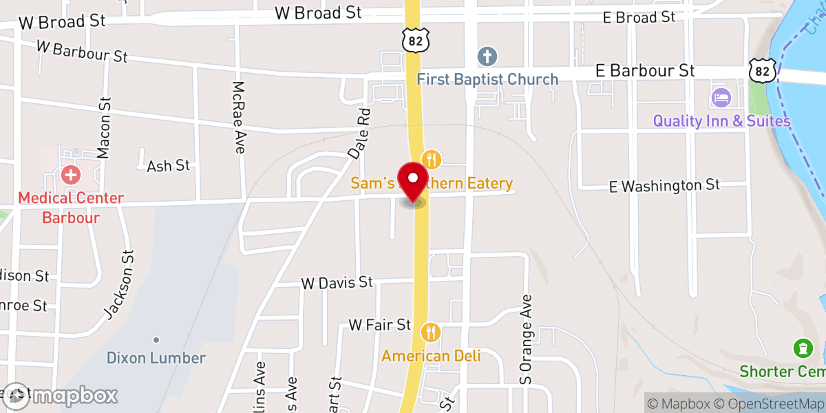 Map showing location of Washington Street United Methodist Church