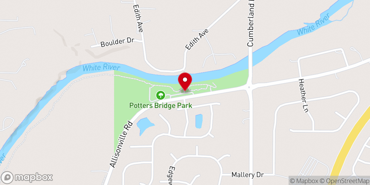 Map showing location of Historic Potter's Covered Bridge