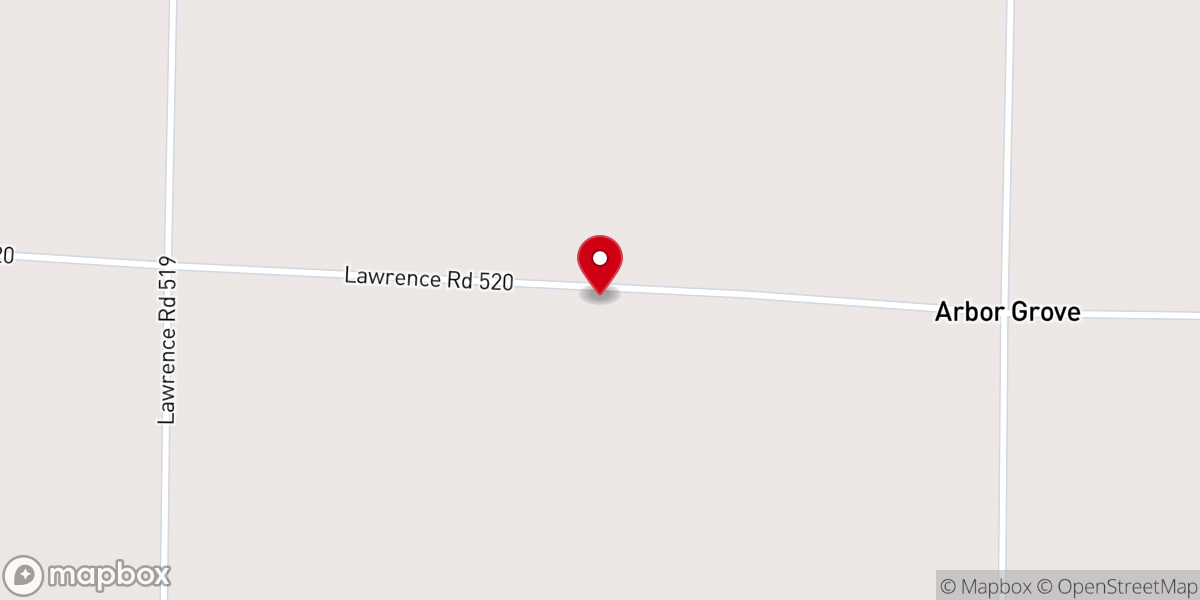 Map showing location of Arbor Grove Free Will Baptist Church