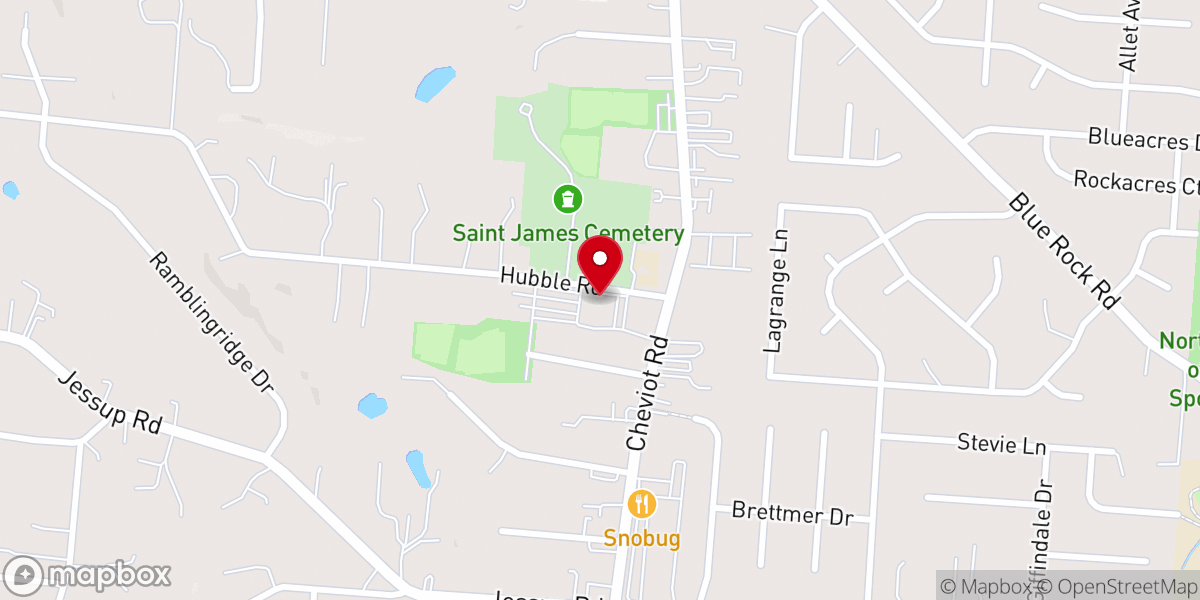 Map showing location of St. James the Greater Church White Oak