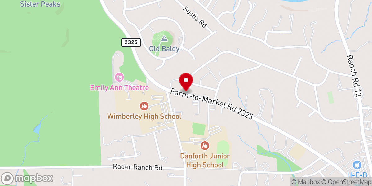 Map showing location of Wimberley Presbyterian Church