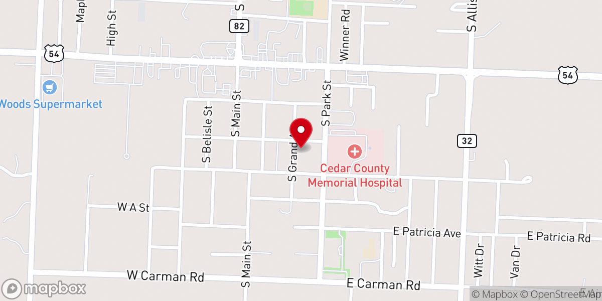 Map showing location of Assembly of God Church