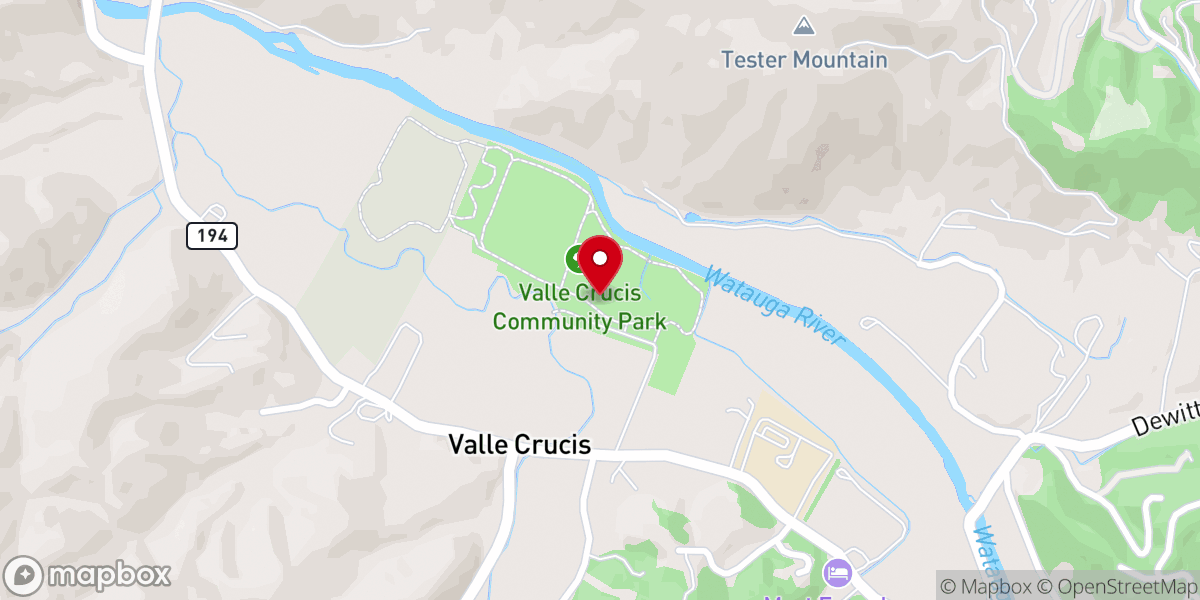 Map showing location of Valle Crucis Community Park