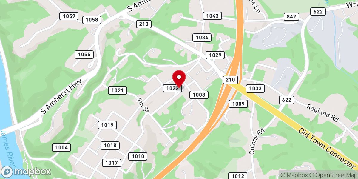 Map showing location of Madison Heights Baptist Church