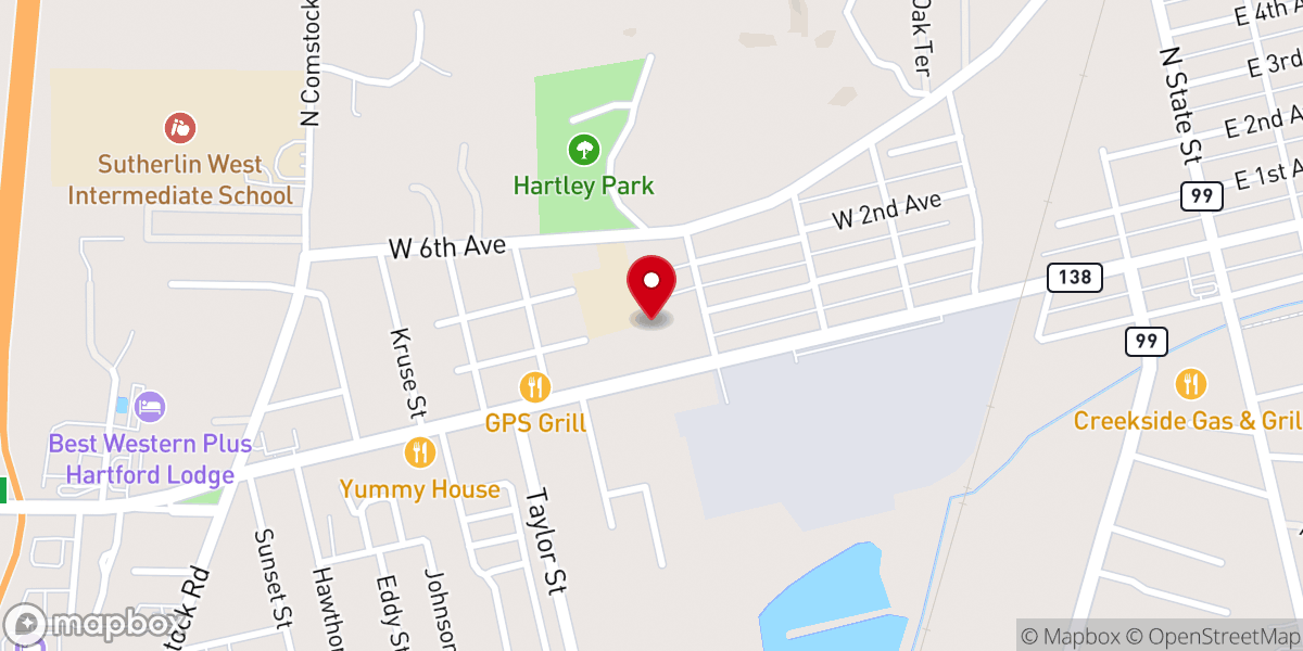 Map showing location of Sutherlin Chapel of the Roses