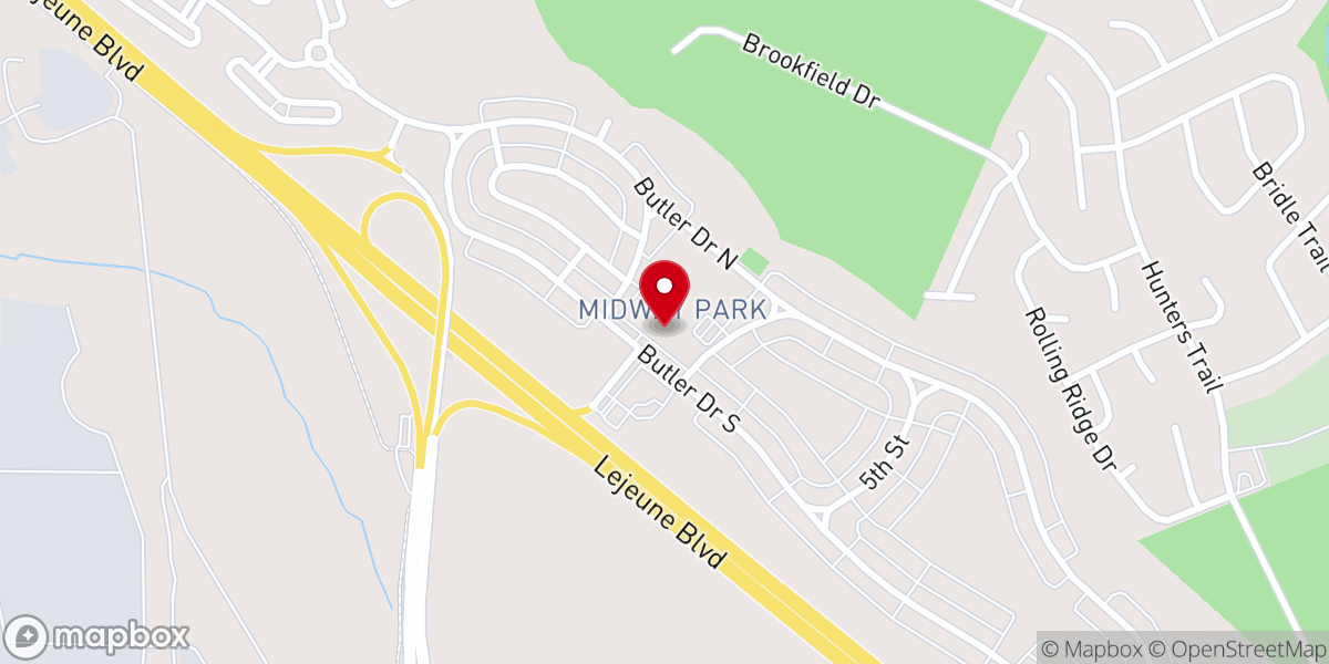 Map showing location of St Nicholas Eastern Orthodox Church Midway Park Camp Lejune