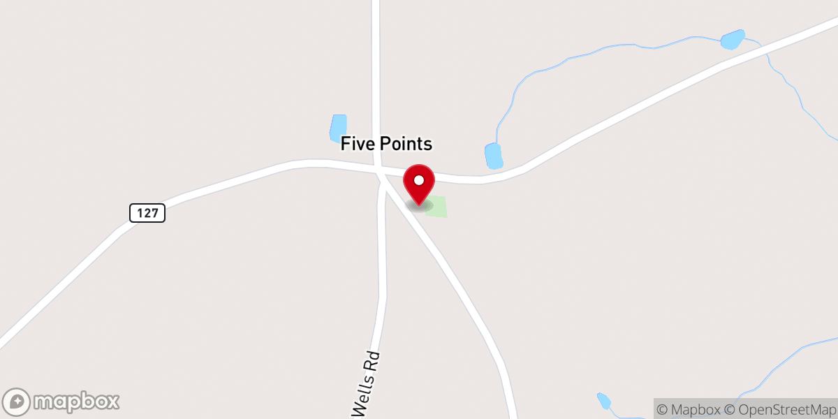 Map showing location of Five Points Church