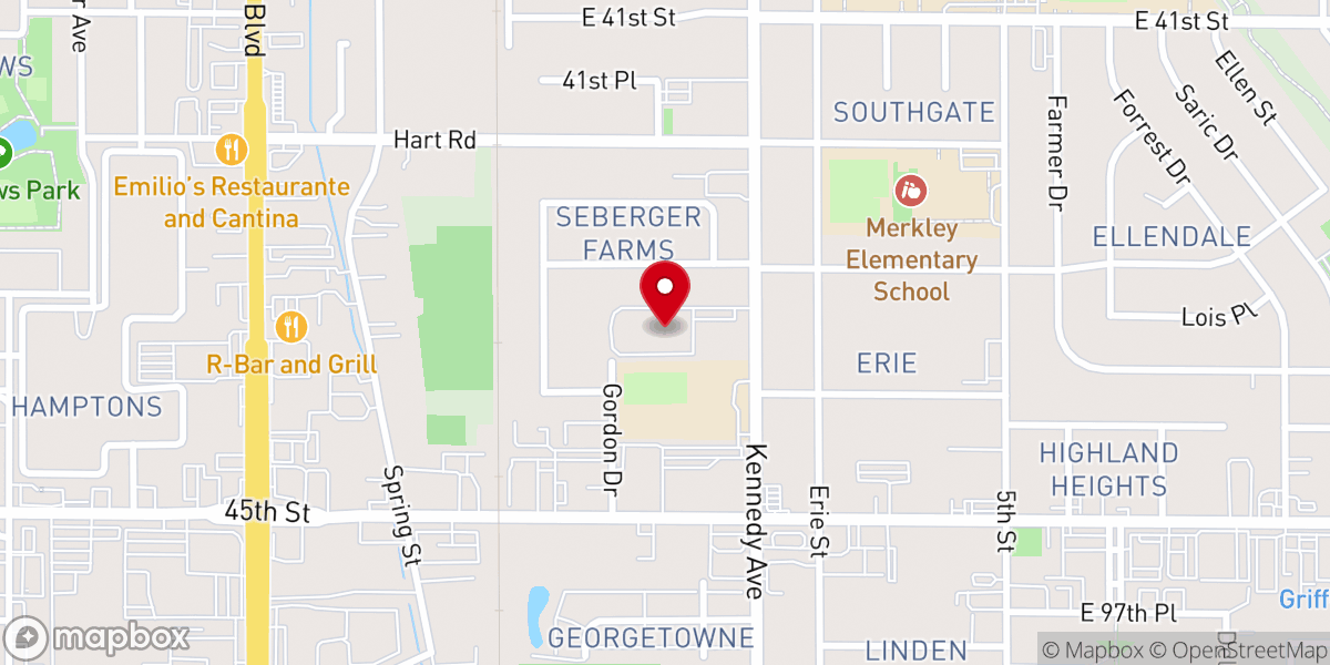 Map showing location of Calvary Baptist Church