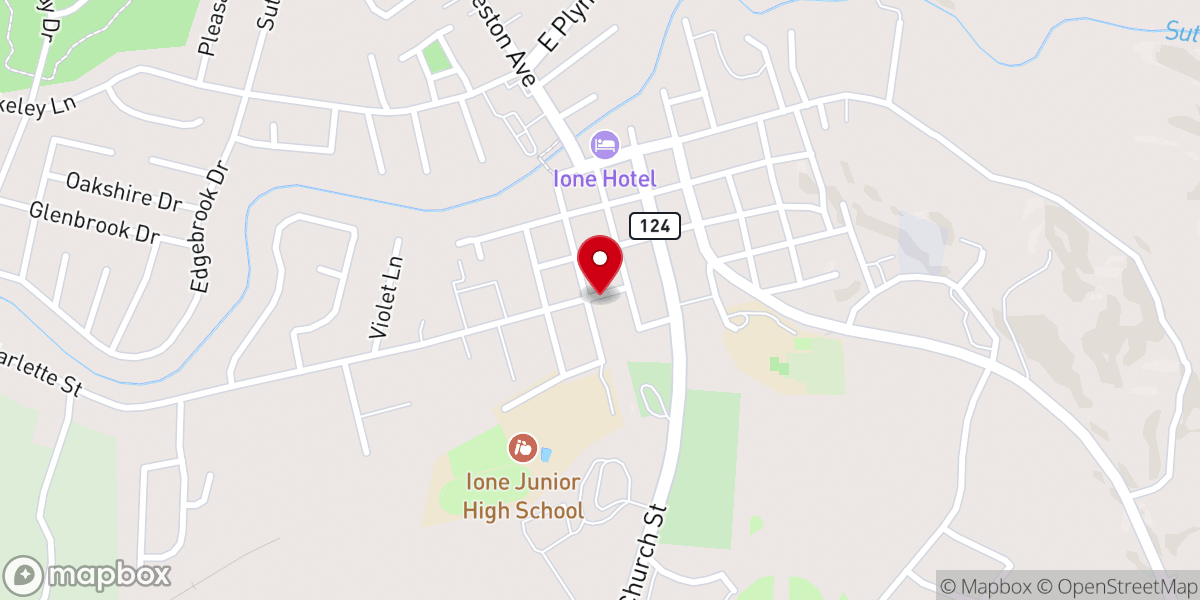 Map showing location of Ione Methodist Church