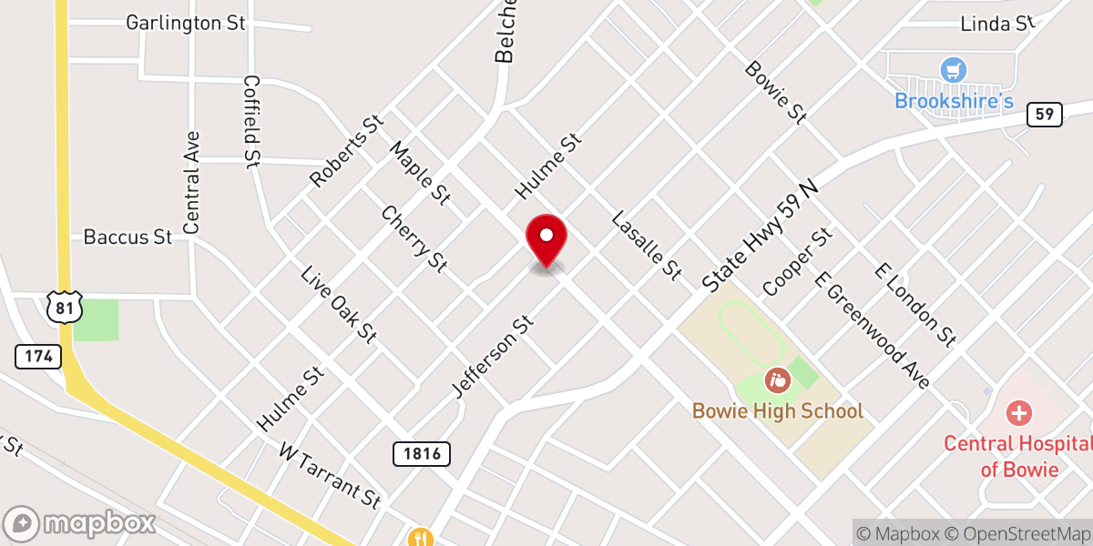 Map showing location of United Presbyterian Church of Montague County